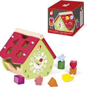 Janod  Wooden Garden House Shape Sorter / Maison à Formes Jardin  En Bois  NWT